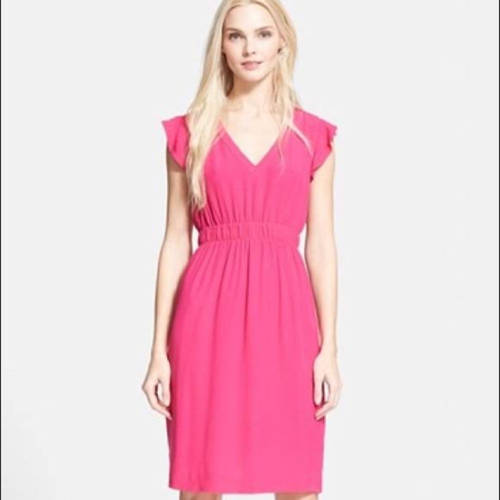 Kate Spade ♠️ | Pink Fluid Crepe Frill Dress